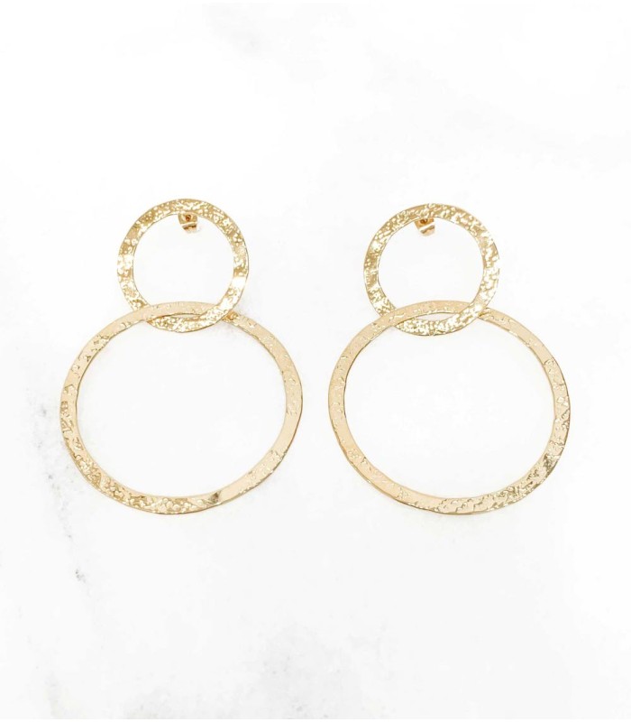 Boucles D Oreilles Pendantes Double Anneaux Actuel Diffusion