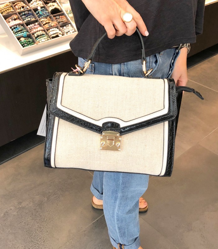 Sac à main tendance 2020 Noir et beige effet croco