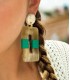 Boucles d'oreilles - corne naturelle - authentique - vert - rectangle - pendantes - actuel diffusion - grossiste