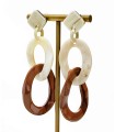 Boucles d'oreilles longues en corne véritable - Marron