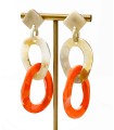 Boucles d'oreilles longues en corne véritable - Orange