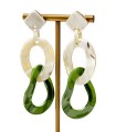 Boucles d'oreilles longues en corne véritable - Vert