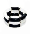 Bracelet tube acrylique sur élastique - Noir et blanc