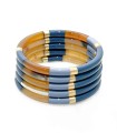 Bracelet coloré bleu et feuilles d'or - Corne véritable