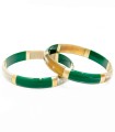 Bracelet vert feuilles d'or en corne véritable - 1,2 cm