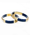 Bracelet Bleu foncé feuilles d'or en corne véritable - 1,2 cm