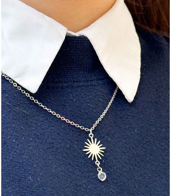 Collier - laiton - étoile - soleil - diamant - strass - grossiste - promo - petit prix