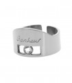 Bague message Bonheur acier 316L et oxyde de zirconium